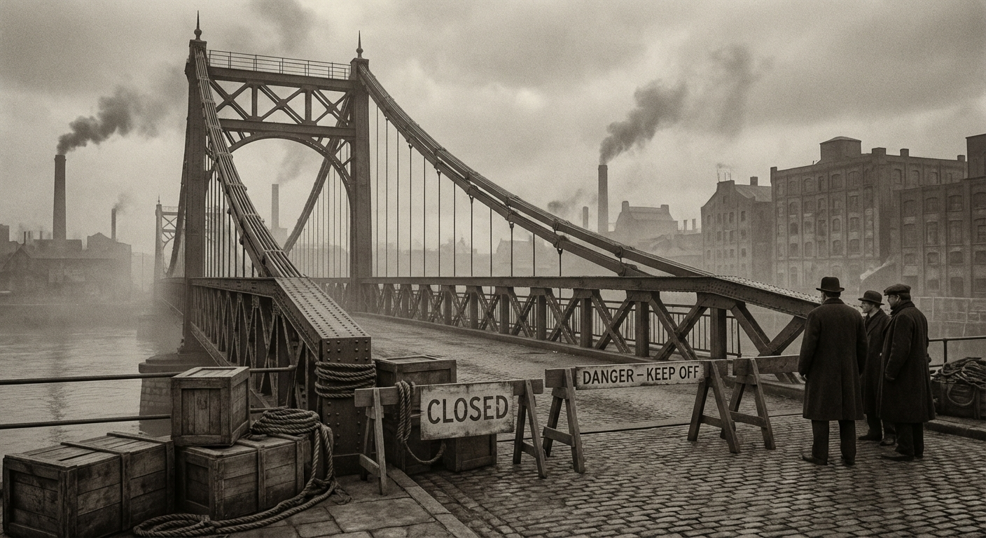 The Fernwick Bridge, closed since Friday afternoon, stands silent over the Ashwater
