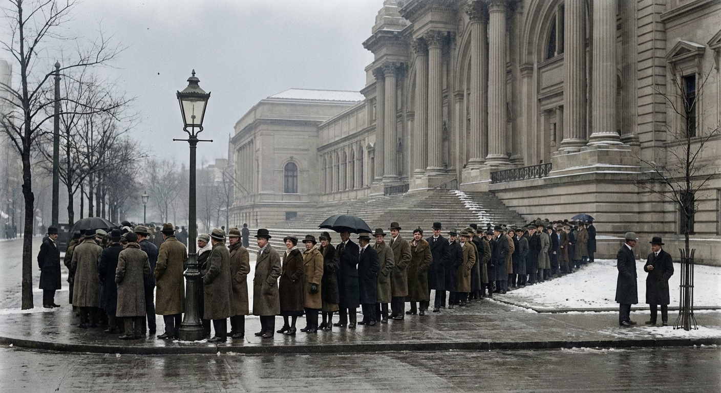 Visitors queue along Arundel Crescent for the Hargrove retrospective on Saturday afternoon