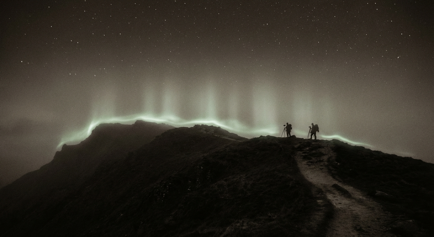 The Greymoor glow, photographed from the ridge path above Dunvale on Thursday night