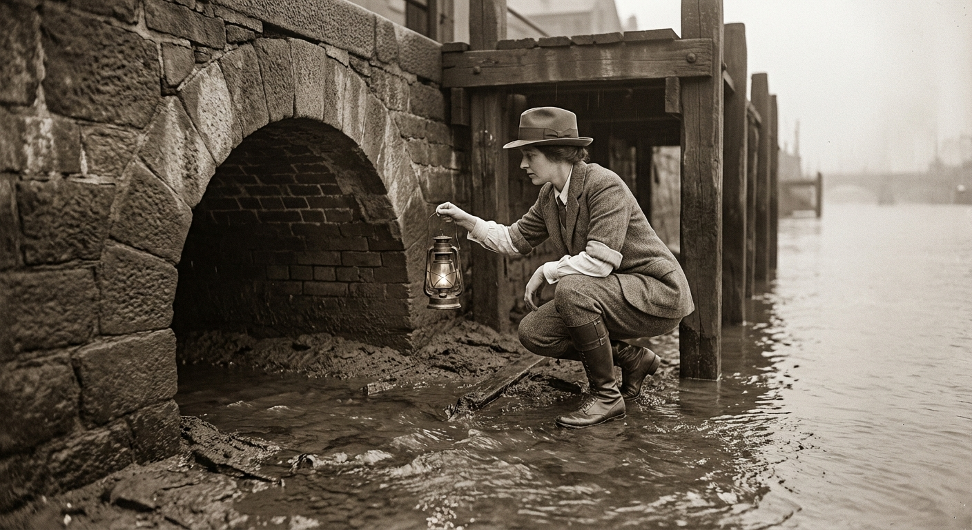 The stone-arched outfall of the buried conduit, discovered beneath the wharf at Bramblegate Steps