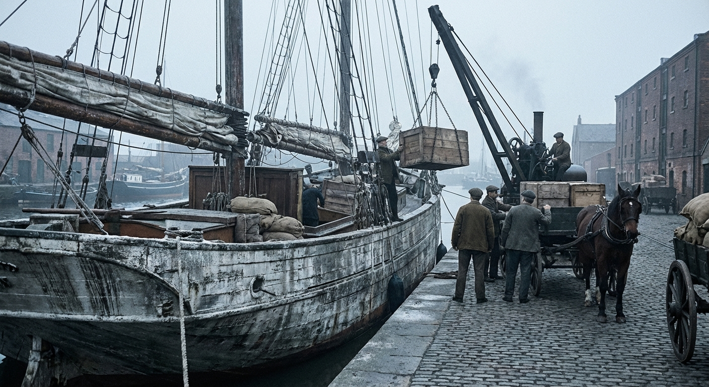 Dockhands unload cargo from the Fernleigh Cross at Quay Nine on Friday morning
