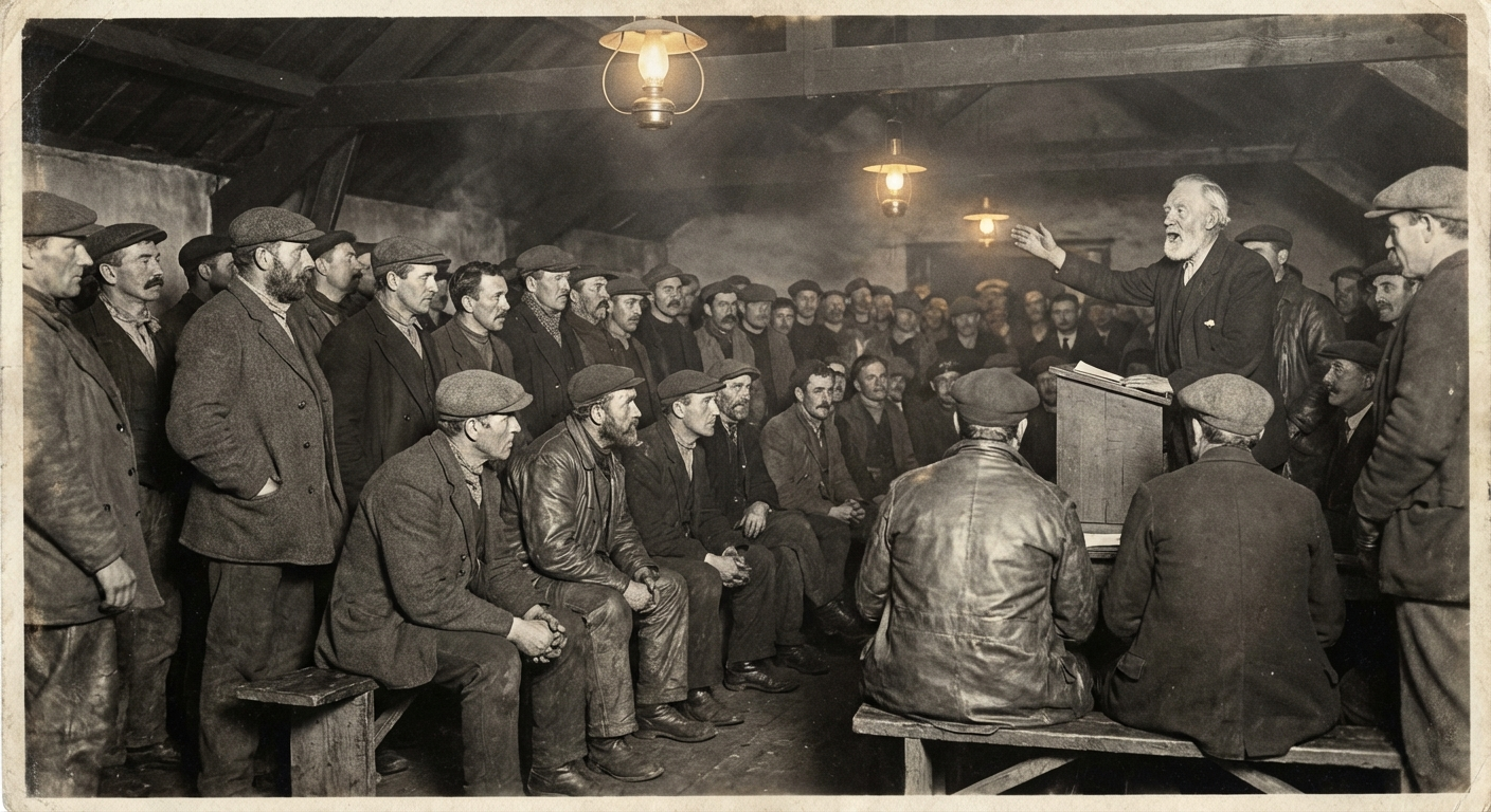 Vessel masters crowd the Harbourfront Mission Hall for Thursday's emergency vote on mandatory position-reporting beacons