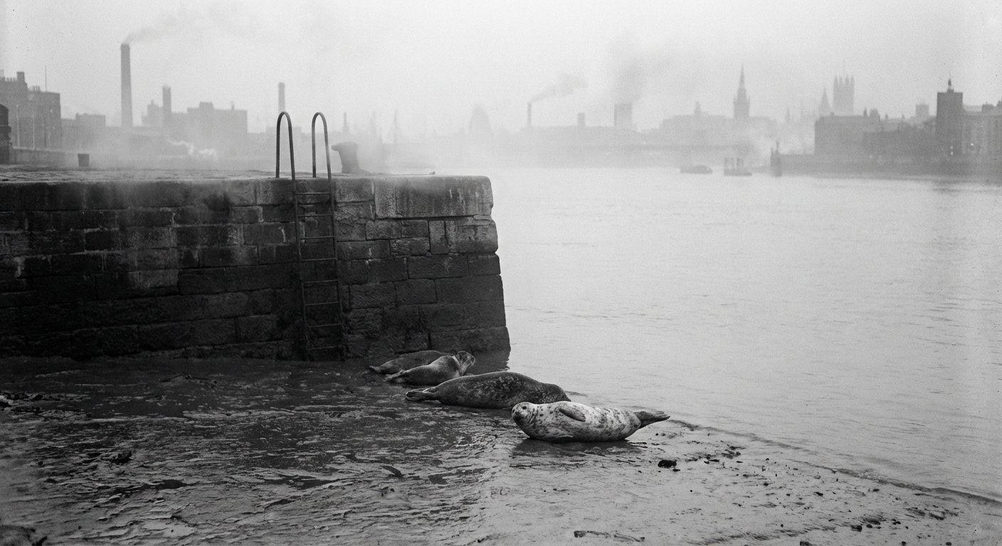 Harbour seals on the mudflats below Bramblegate Steps — the first recorded colony in the lower Ashwater since 1891