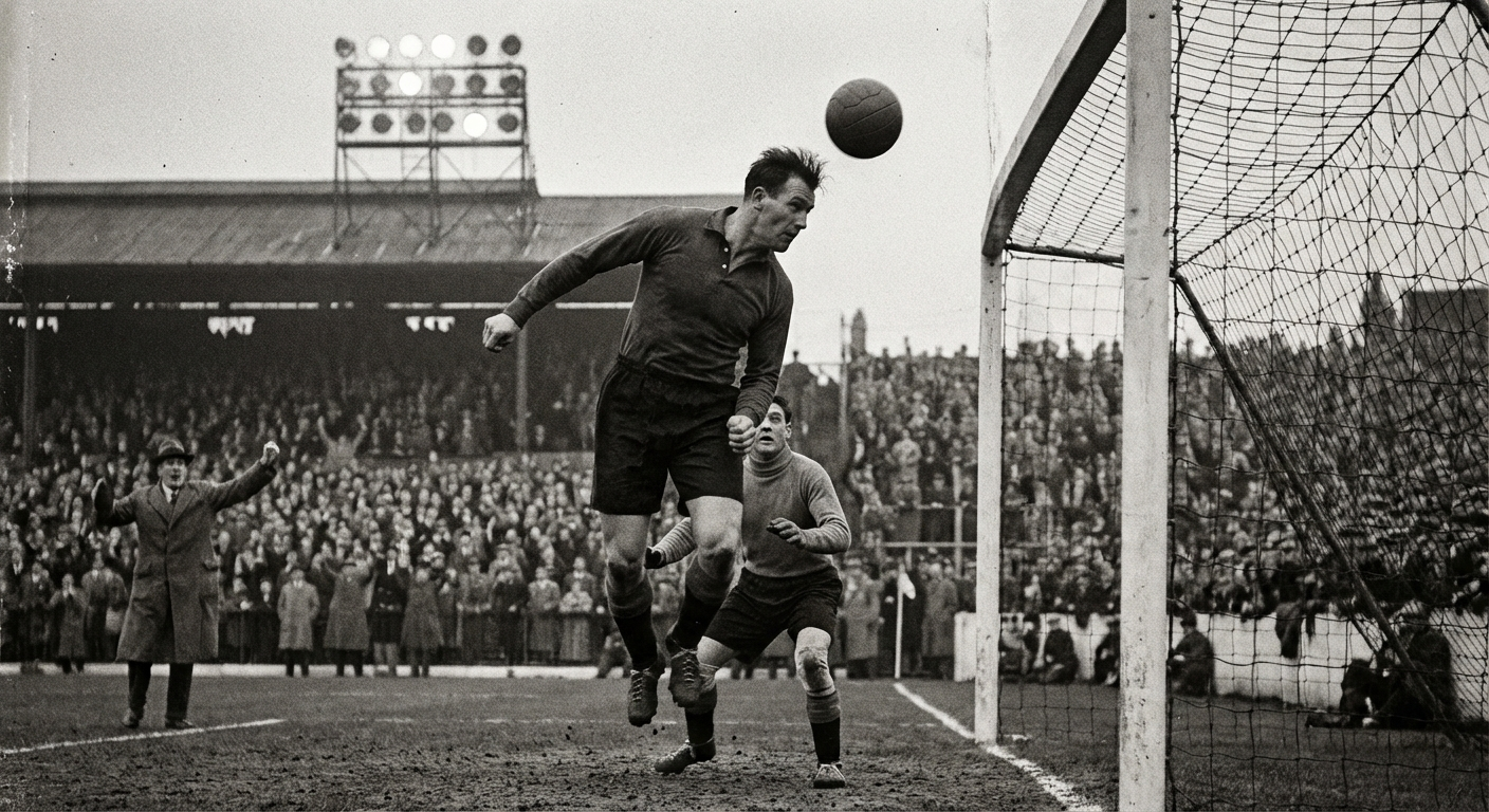 Orin Blackshaw rises to head the winning goal in the seventy-eighth minute at Bridgewater Stadium