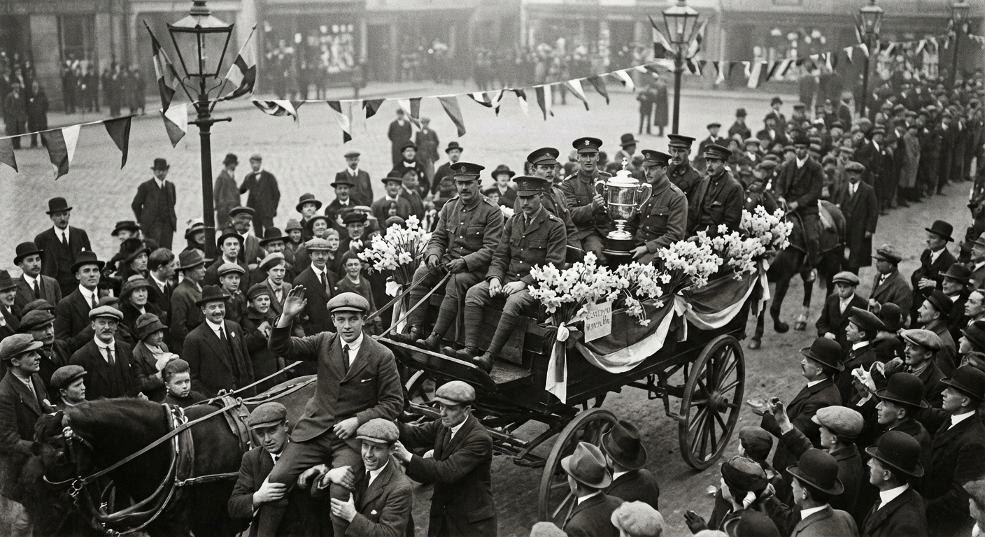 The Stoneflies' championship parade through Ashwick on Sunday afternoon