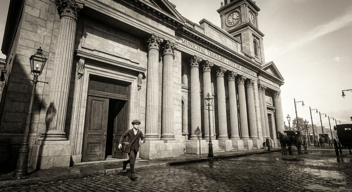 The Municipal Treasury building on Threadneedle Lane, where Whitford received the blue envelope