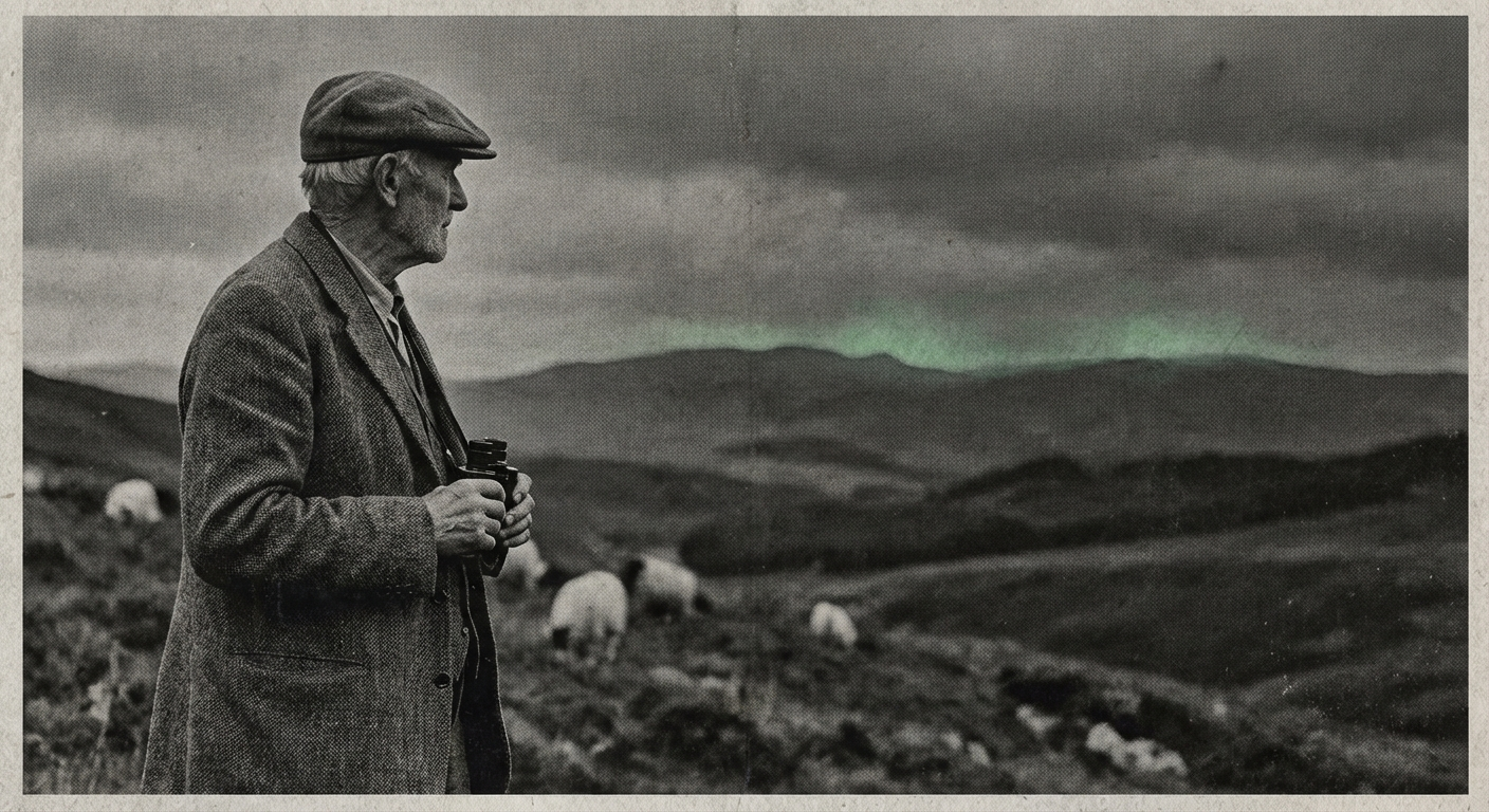 Professor Nettleford on the Greymoor ridge, where the glow has now been visible for sixty-eight consecutive nights.