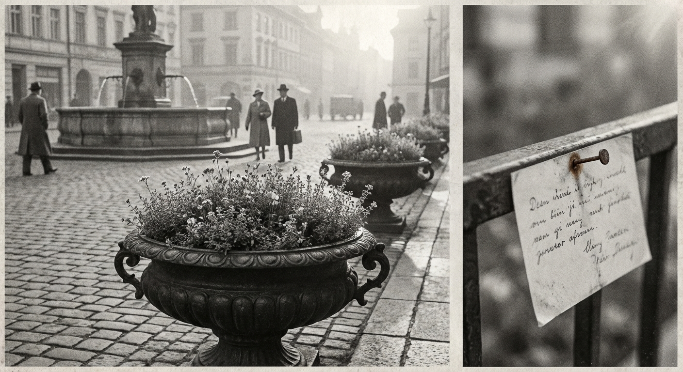 Wild thyme and lady's bedstraw in the cast-iron planters of Caldecott Square, discovered Monday morning.
