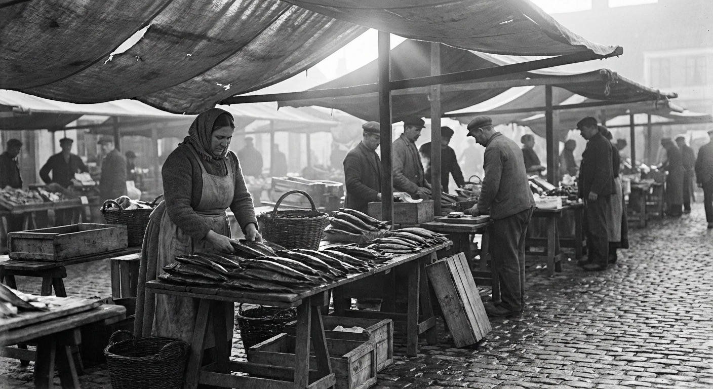 The eastern wing of Bramblegate Market, trading under canvas on Monday morning. The heavy sheeting blocks the rain, if not the wind.