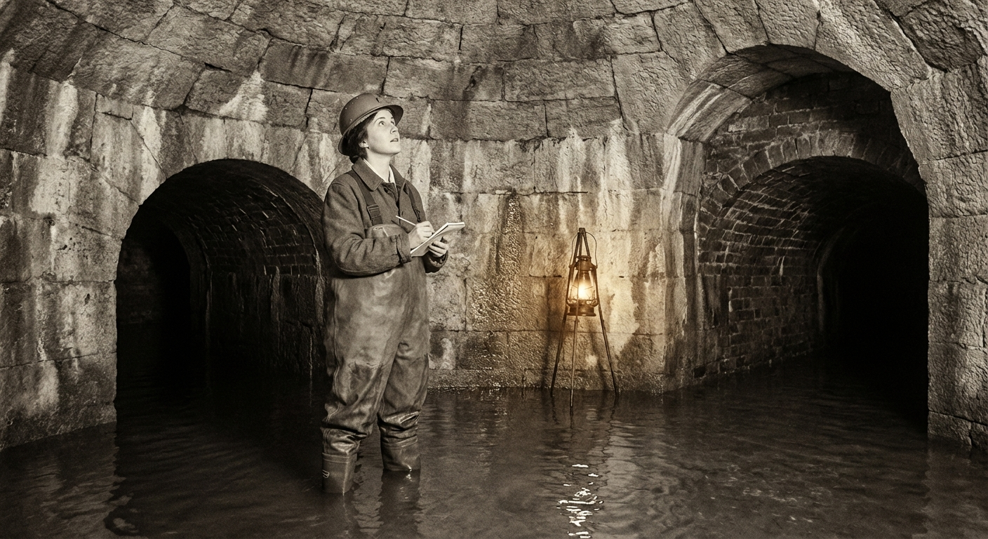 The cistern chamber beneath the former Ashwater Brewery
