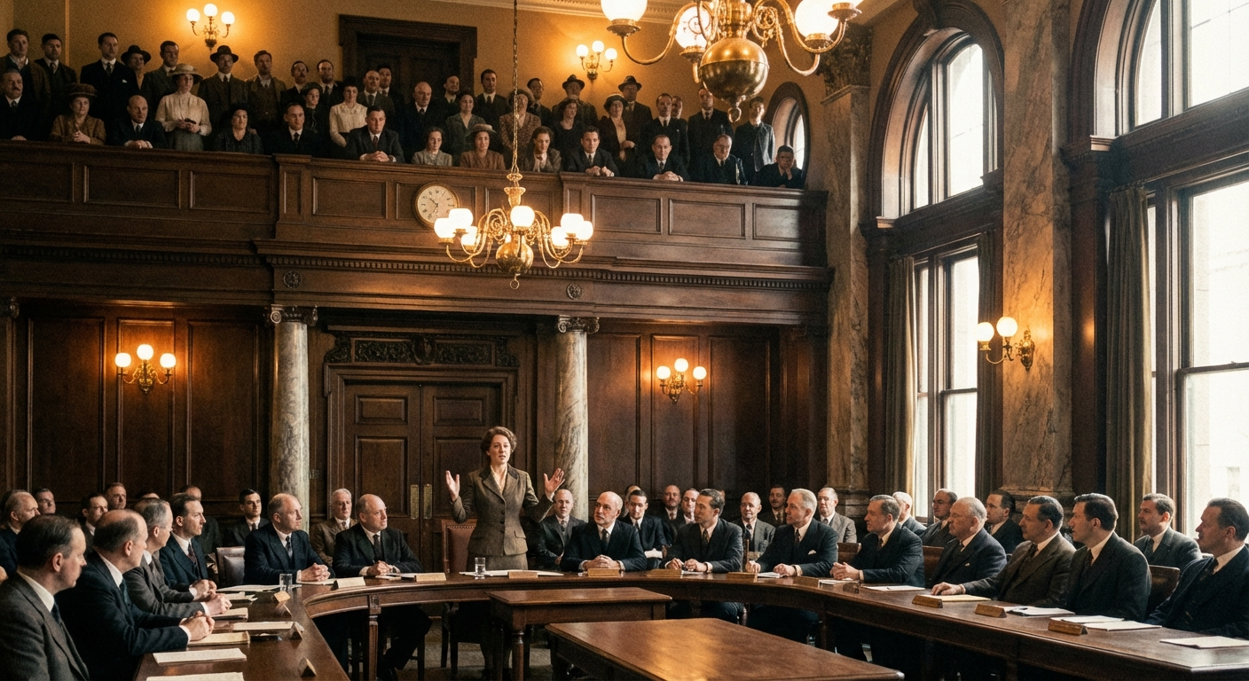 The Municipal Chamber during Monday's historic debate. The public gallery, expanded to 180 seats for the occasion, was full before 9 AM.